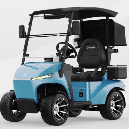 Ai seguindo carrinho de golfe elétrico