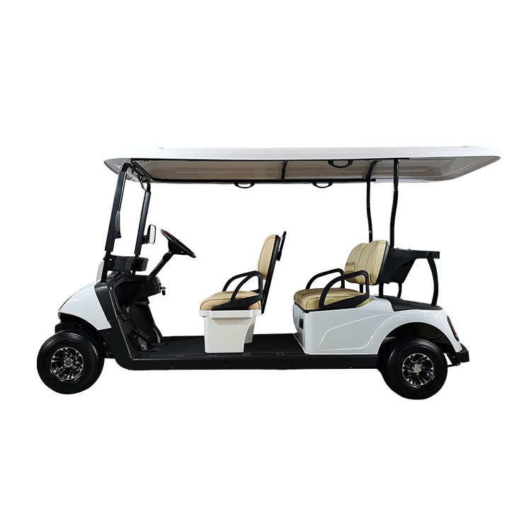 Carrinho de golfe elétrico de 4 lugares de alto alcance, equipado com bateria de lítio